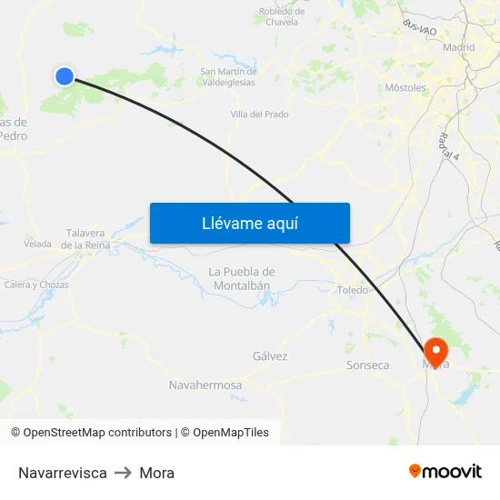 Navarrevisca to Mora map