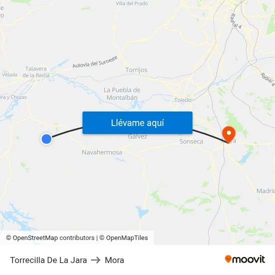 Torrecilla De La Jara to Mora map
