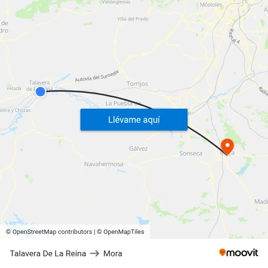 Talavera De La Reina to Mora map