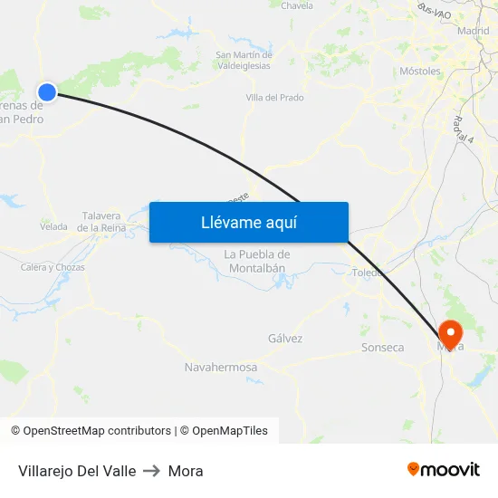 Villarejo Del Valle to Mora map