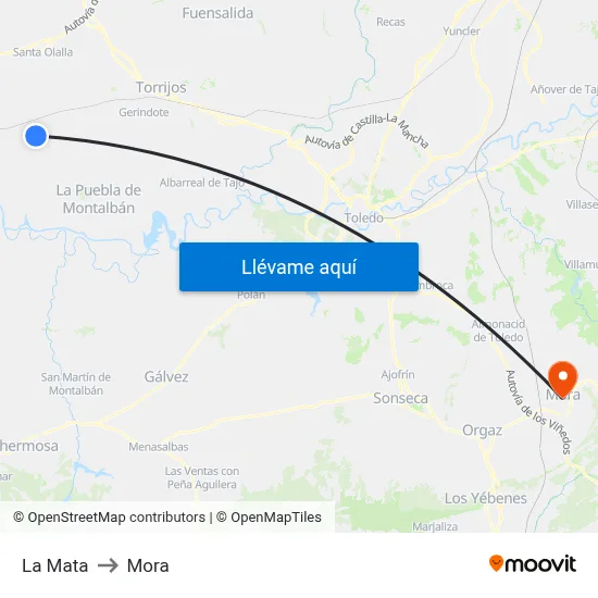 La Mata to Mora map