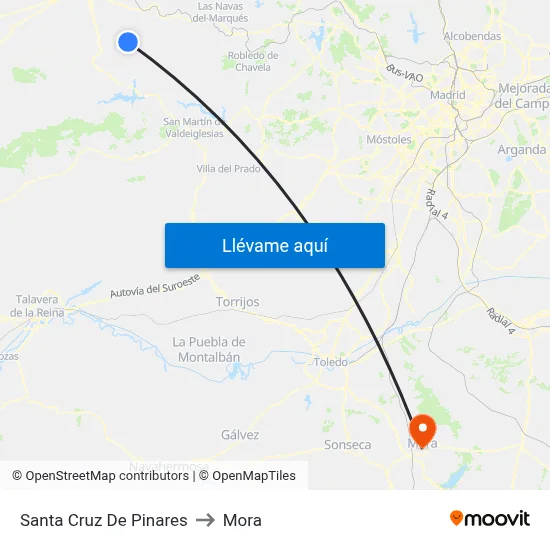 Santa Cruz De Pinares to Mora map