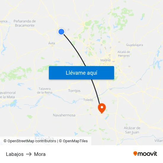 Labajos to Mora map