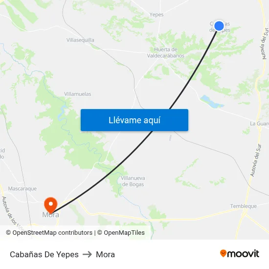 Cabañas De Yepes to Mora map