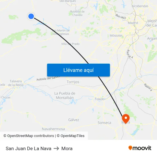 San Juan De La Nava to Mora map