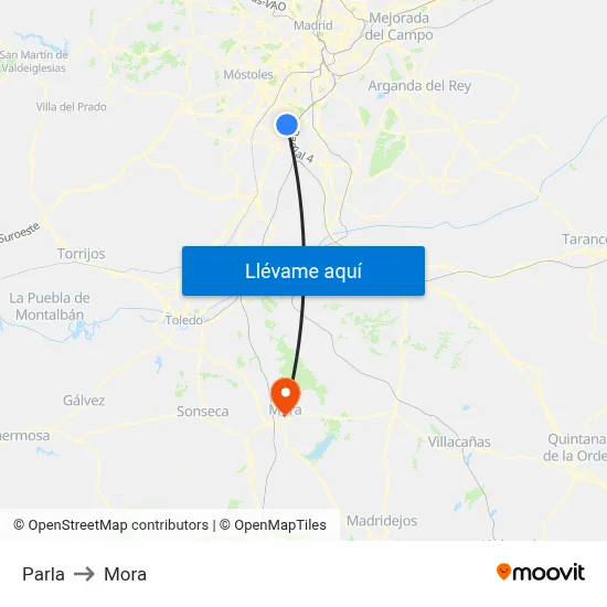 Parla to Mora map