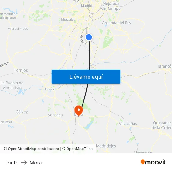 Pinto to Mora map