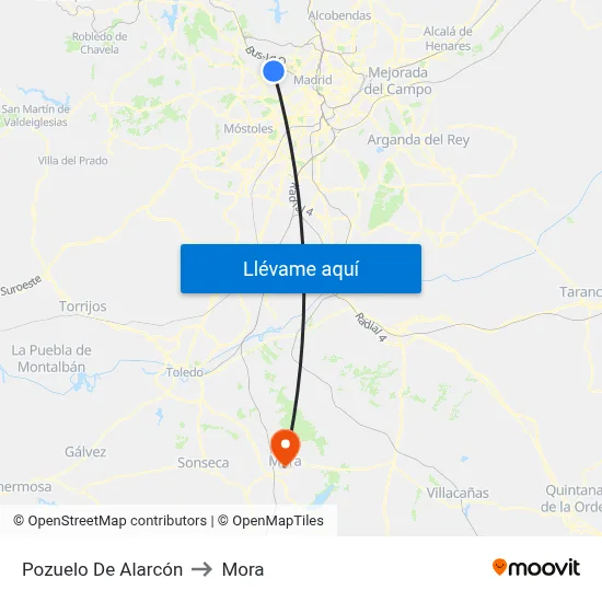 Pozuelo De Alarcón to Mora map