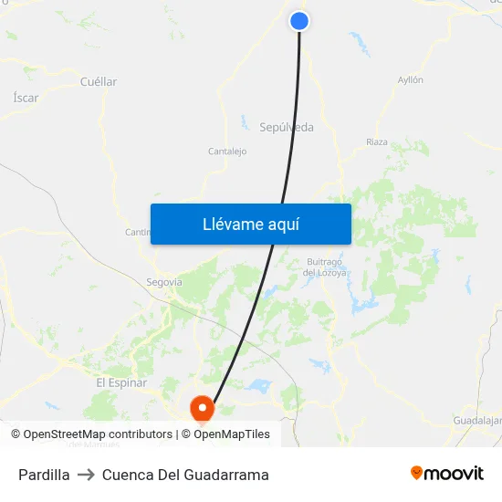 Pardilla to Cuenca Del Guadarrama map