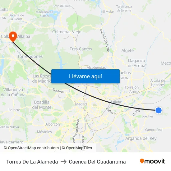 Torres De La Alameda to Cuenca Del Guadarrama map
