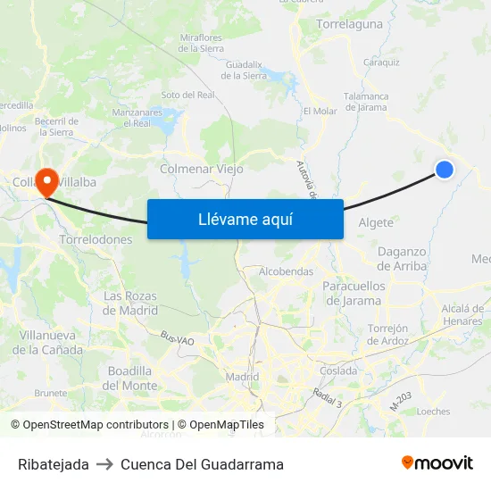 Ribatejada to Cuenca Del Guadarrama map