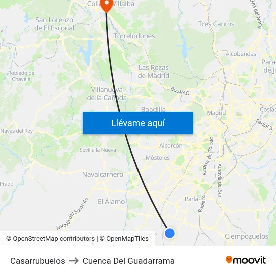 Casarrubuelos to Cuenca Del Guadarrama map