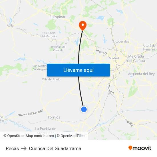 Recas to Cuenca Del Guadarrama map