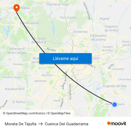 Morata De Tajuña to Cuenca Del Guadarrama map