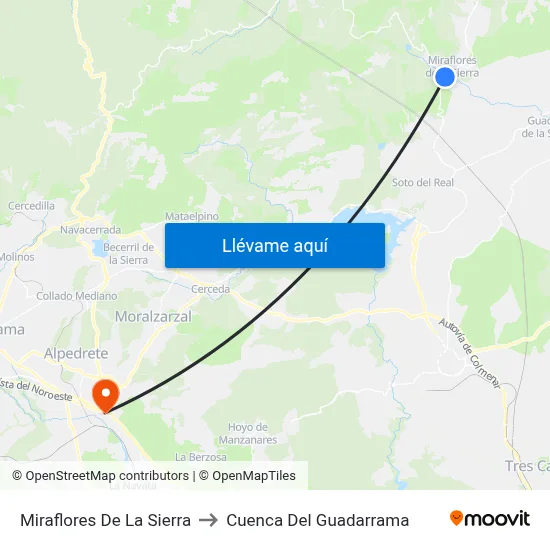 Miraflores De La Sierra to Cuenca Del Guadarrama map