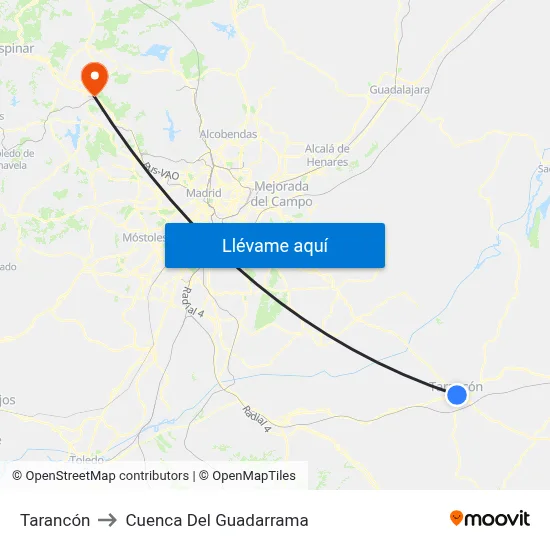 Tarancón to Cuenca Del Guadarrama map