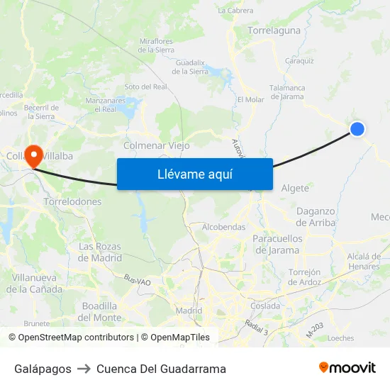 Galápagos to Cuenca Del Guadarrama map
