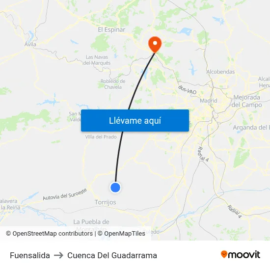 Fuensalida to Cuenca Del Guadarrama map
