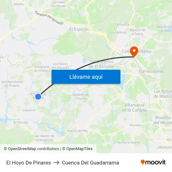 El Hoyo De Pinares to Cuenca Del Guadarrama map