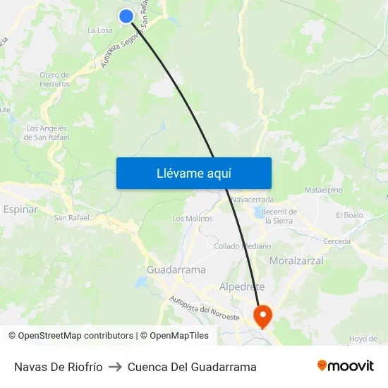 Navas De Riofrío to Cuenca Del Guadarrama map