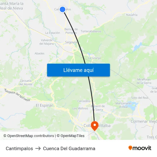 Cantimpalos to Cuenca Del Guadarrama map