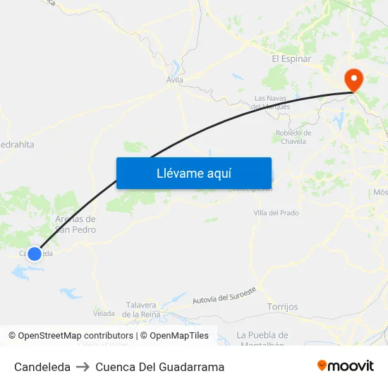 Candeleda to Cuenca Del Guadarrama map