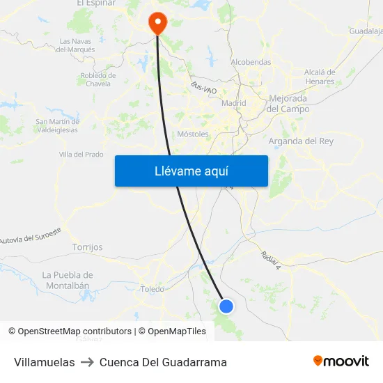 Villamuelas to Cuenca Del Guadarrama map