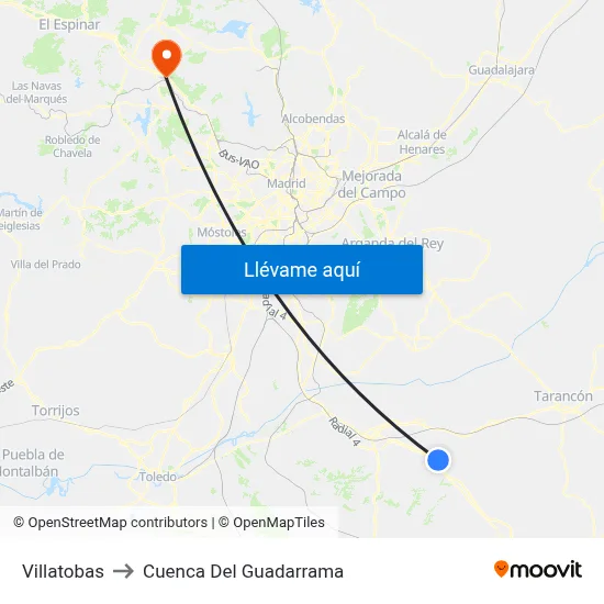 Villatobas to Cuenca Del Guadarrama map