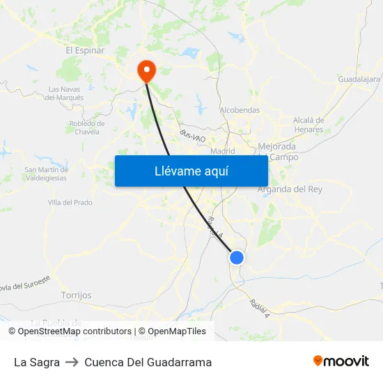 La Sagra to Cuenca Del Guadarrama map