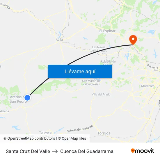 Santa Cruz Del Valle to Cuenca Del Guadarrama map