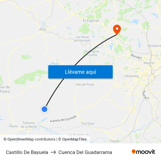 Castillo De Bayuela to Cuenca Del Guadarrama map