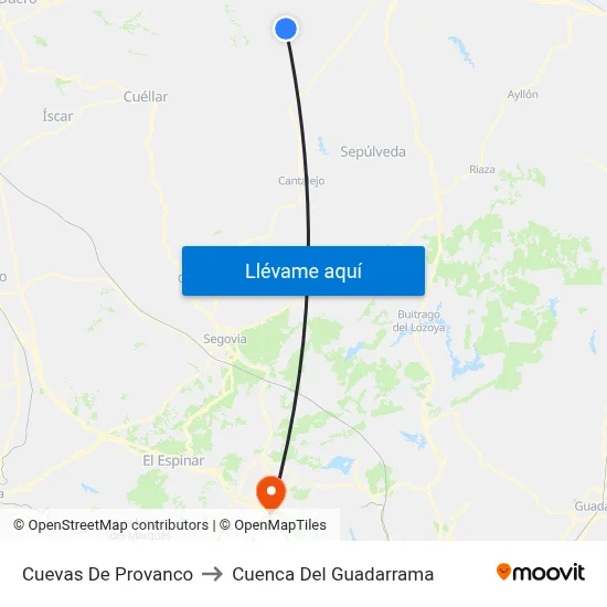 Cuevas De Provanco to Cuenca Del Guadarrama map