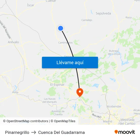 Pinarnegrillo to Cuenca Del Guadarrama map