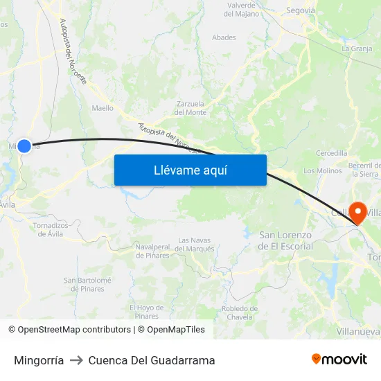 Mingorría to Cuenca Del Guadarrama map