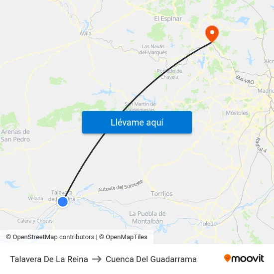 Talavera De La Reina to Cuenca Del Guadarrama map