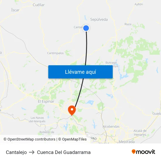 Cantalejo to Cuenca Del Guadarrama map