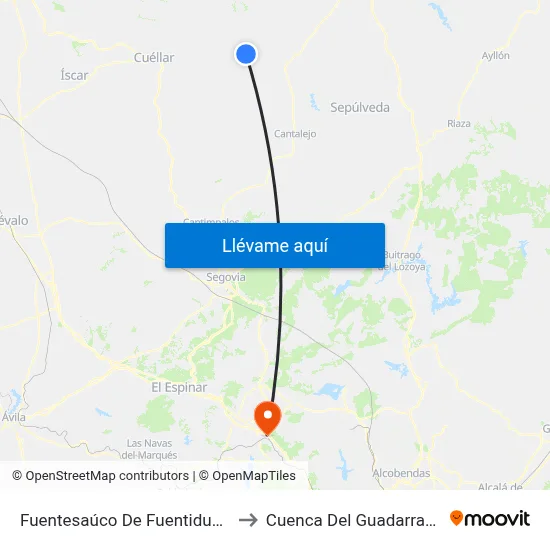 Fuentesaúco De Fuentidueña to Cuenca Del Guadarrama map