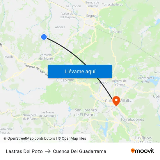 Lastras Del Pozo to Cuenca Del Guadarrama map