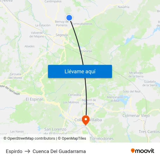 Espirdo to Cuenca Del Guadarrama map