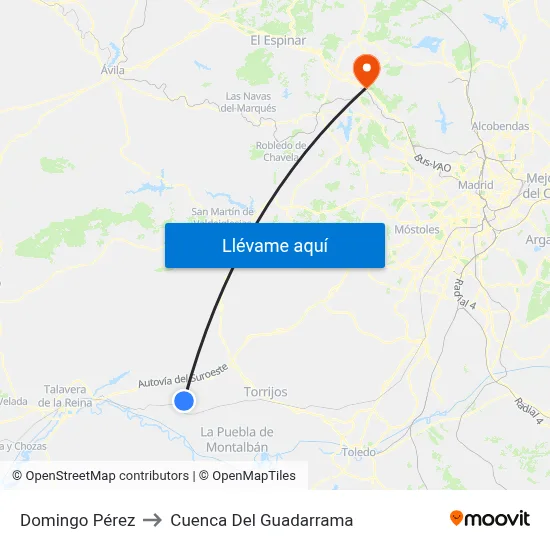 Domingo Pérez to Cuenca Del Guadarrama map