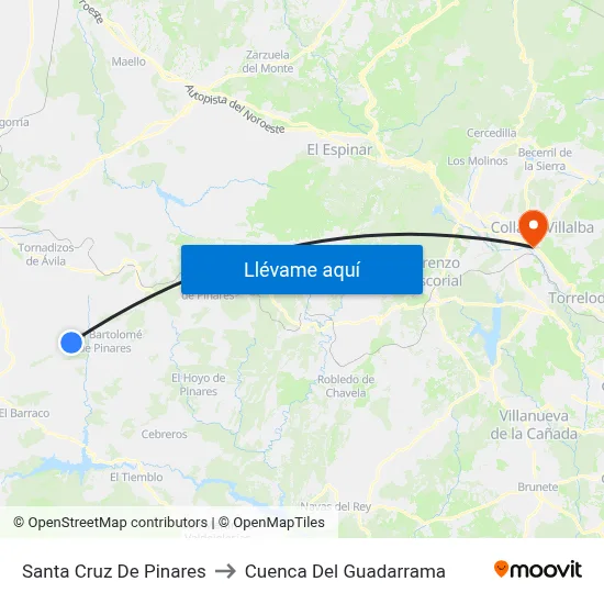 Santa Cruz De Pinares to Cuenca Del Guadarrama map
