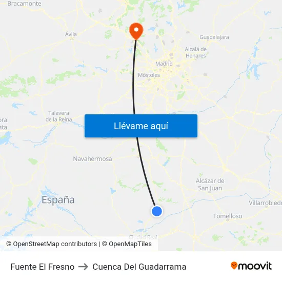 Fuente El Fresno to Cuenca Del Guadarrama map