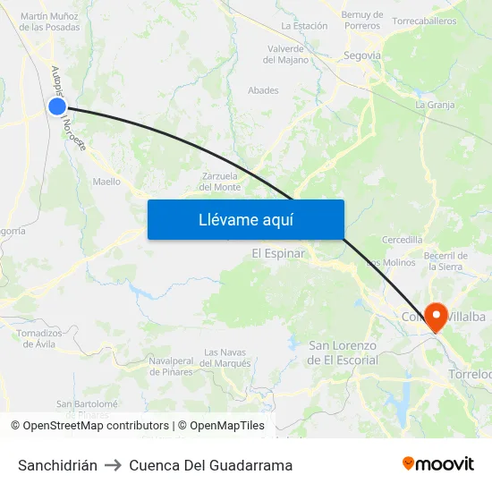 Sanchidrián to Cuenca Del Guadarrama map