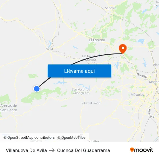 Villanueva De Ávila to Cuenca Del Guadarrama map