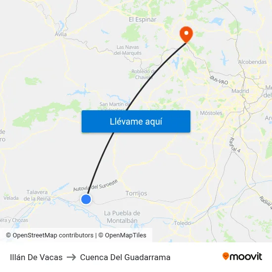 Illán De Vacas to Cuenca Del Guadarrama map