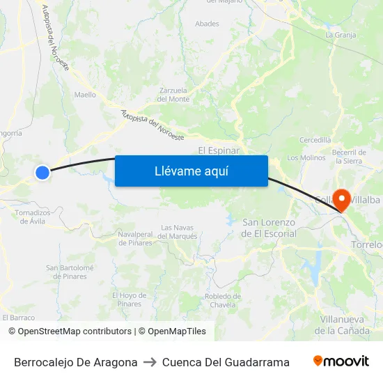 Berrocalejo De Aragona to Cuenca Del Guadarrama map