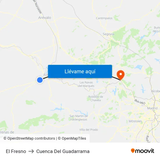 El Fresno to Cuenca Del Guadarrama map
