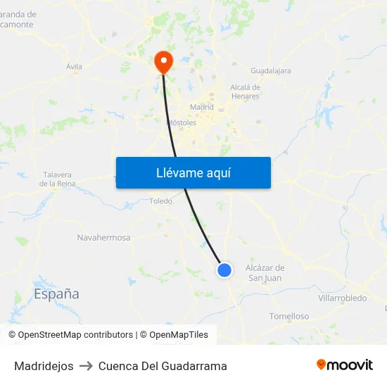 Madridejos to Cuenca Del Guadarrama map