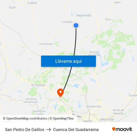 San Pedro De Gaíllos to Cuenca Del Guadarrama map