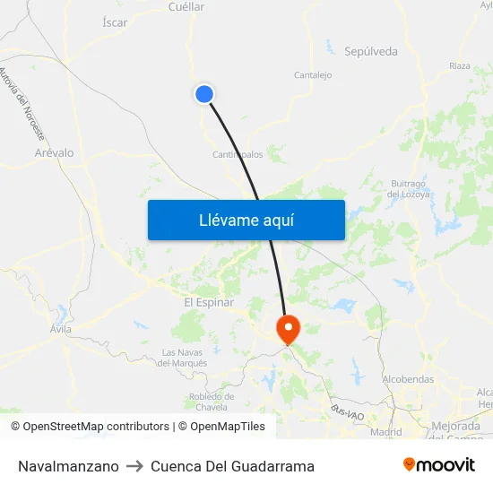 Navalmanzano to Cuenca Del Guadarrama map